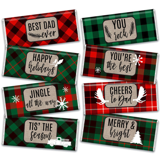 Personalized Dad's Plaid Belgian Chocolate Bars Gift Box (8 Pack)