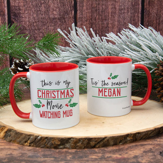 Personalized Christmas Movie Watching 11oz Mug Empty