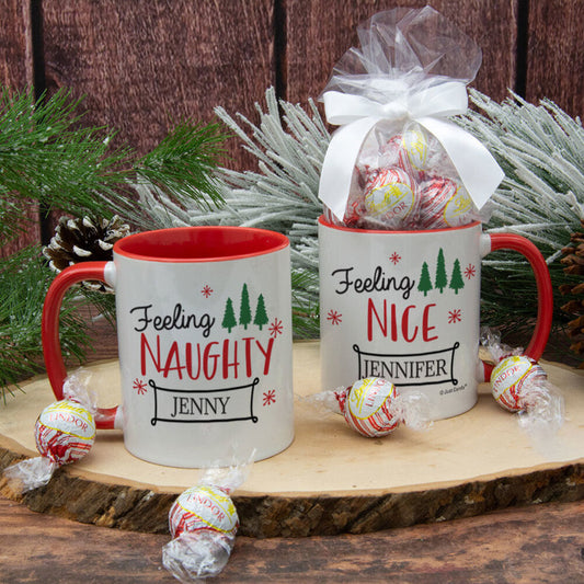 Personalized Feeling Naughty - Nice 11oz Mug with Lindt Truffles