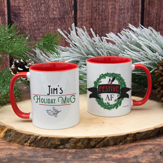 Personalized Holiday Mug Festive AF 11oz Mug Empty