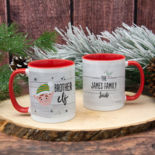 Personalized Santa Elf Family Brother 11oz Mug Empty