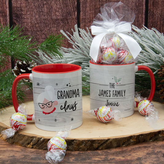 Personalized Santa Elf Family Grandma 11oz Mug with Lindt Truffles