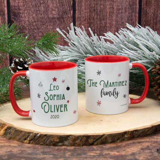 Personalized Christmas Tree Family of 3 11oz Mug Empty