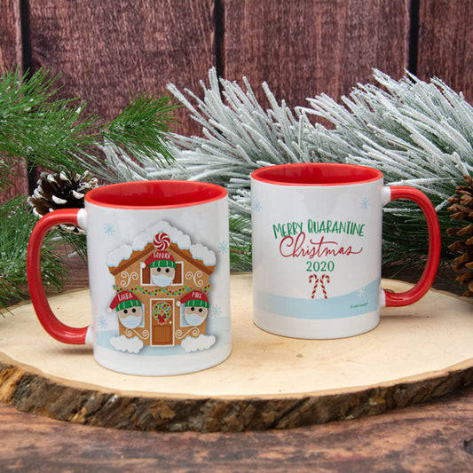 Personalized Quarantine Christmas Family of 3 11oz Mug Empty