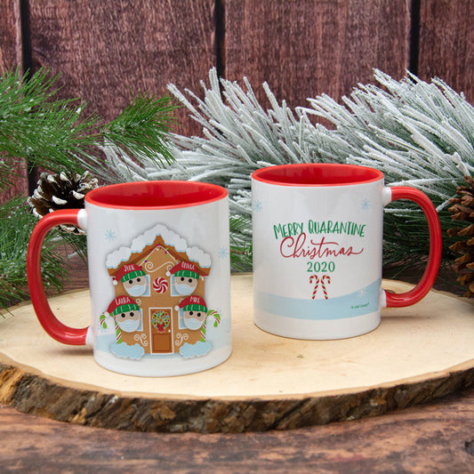 Personalized Quarantine Christmas Family of 4 11oz Mug Empty