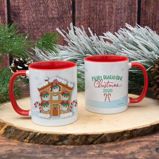 Personalized Quarantine Christmas Family of 5 11oz Mug Empty