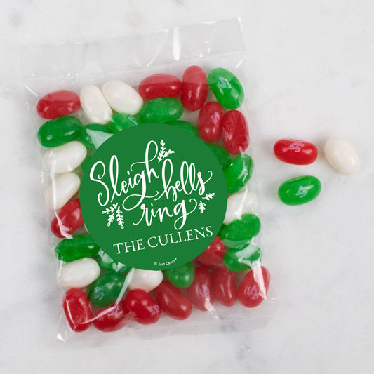 Personalized Sleigh Bells Candy Bag with JC Chocolate Minis