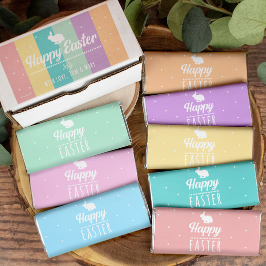 Personalized Easter Bunny Belgian Chocolate Bars Gift Box (8 Pack)