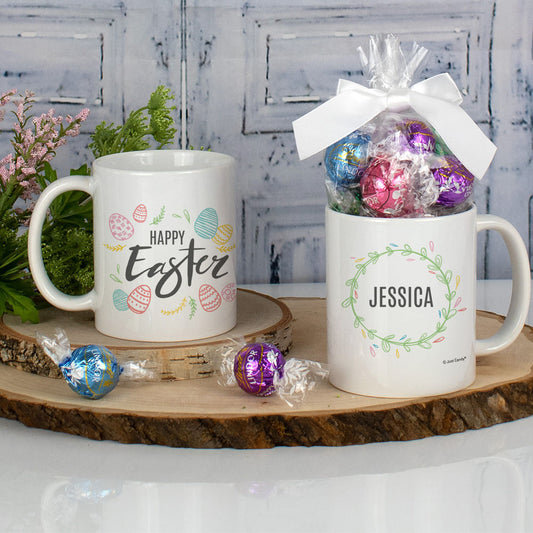 Personalized Pastel Easter Eggs 11oz Mug with Lindt Truffles