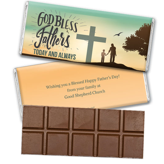 Personalized Father's Day God Bless Fathers Belgian Chocolate Bar & Wrapper