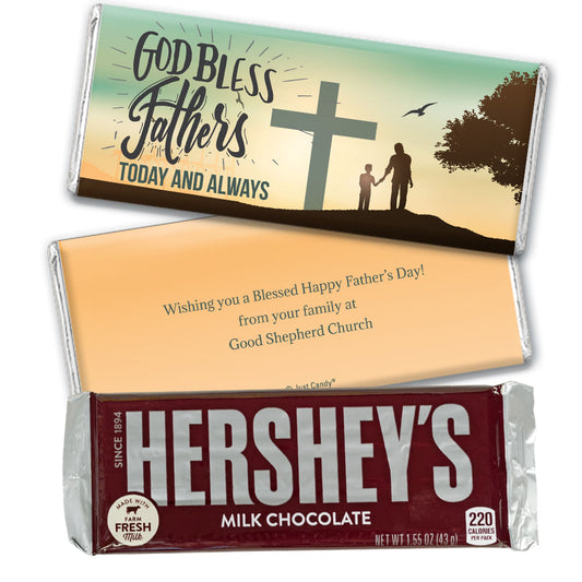 Personalized Father's Day God Bless Fathers Hershey's Milk Chocolate Bar & Wrapper