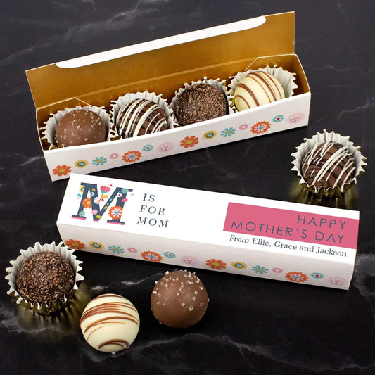 Personalized Truffle Box Mother's Day Favors M is for Mom - 4 pcs