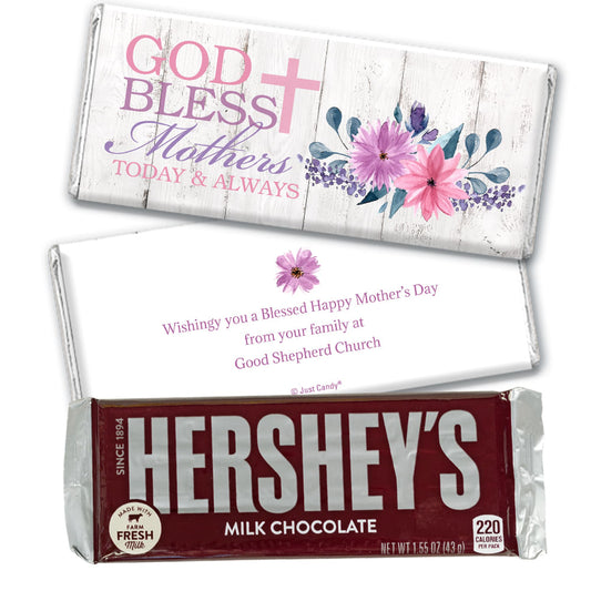 Personalized Mother's Day God Bless Mothers Hershey's Milk Chocolate Bar & Wrapper