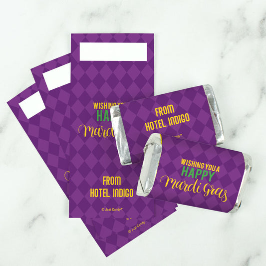 Personalized Mardi Gras Happy Mardi Gras Hershey Miniature Wrappers Only