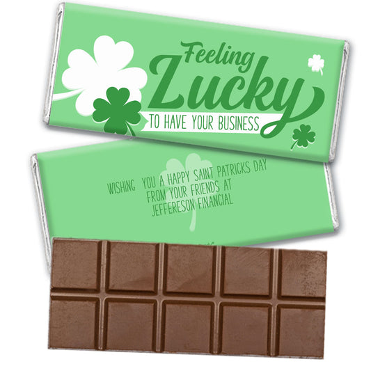 Personalized St. Patrick's Day Feeling Lucky Belgian Chocolate Bar and Wrapper