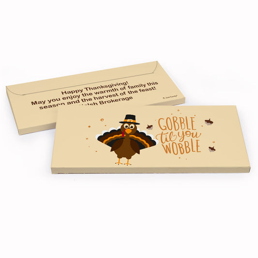 Deluxe Personalized Thanksgiving Gobble til you Wobble Candy Bar Favor Box