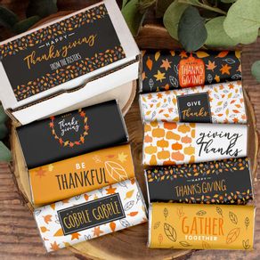 Personalized Thanksgiving Autumn Leaves - Belgian Chocolate Bars Gift Box (8 Pack)