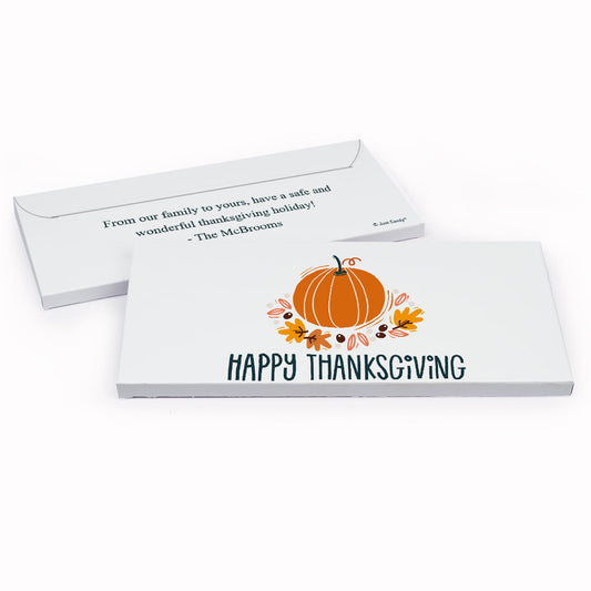 Deluxe Personalized Thanksgiving Fall Pumpkin Candy Bar Favor Box