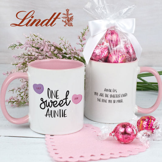 Personalized Two Sweet Hearts 11oz Mug with Lindt Truffles