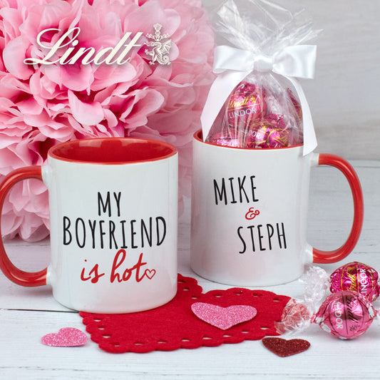 Personalized My Boyfriend is Hot 11oz Mug with Lindt Truffles