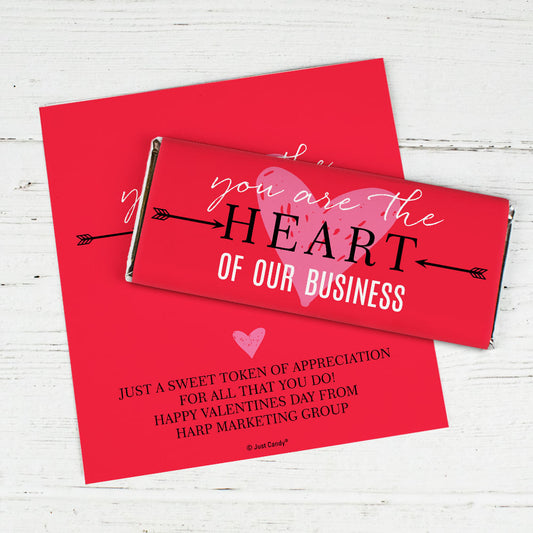 Personalized Valentine's Day Heart of Our Business Chocolate Bar Wrapper Only