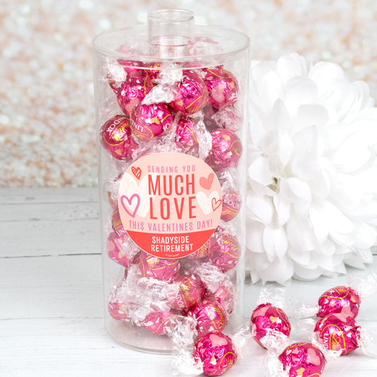 Personalized Valentine's Day Sending Much Love Lindor Truffles Canister Gift