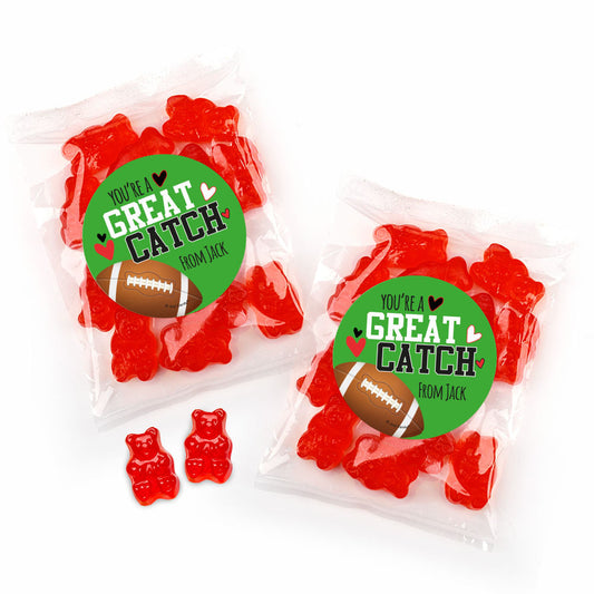 Personalized Valentine's Day Candy Bag with Gummy Bears You're a Great Catch