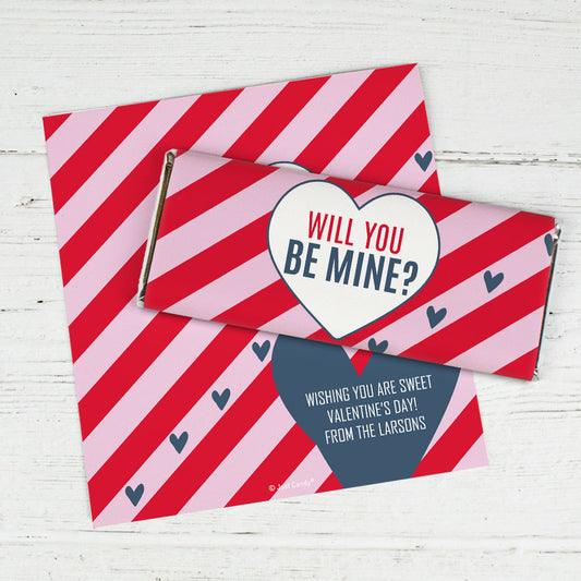 Personalized Valentine's Day Be Mine Chocolate Bar Wrapper Only