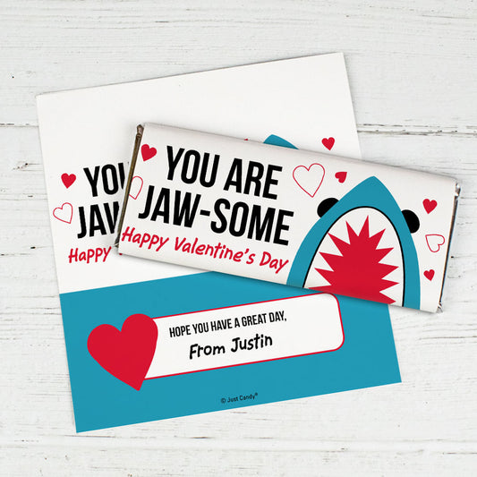 Personalized Valentine's Day Jaw-Some Chocolate Bar Wrapper Only