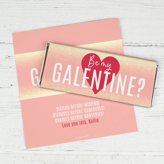 Personalized Valentine's Day Be My Galentine Chocolate Bar Wrapper Only