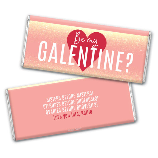 Personalized Valentine's Day Be My Galentine Chocolate Bar and Wrapper