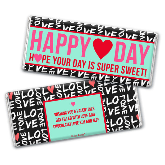 Personalized Valentine's Day Happy Heart Day Chocolate Bar and Wrapper