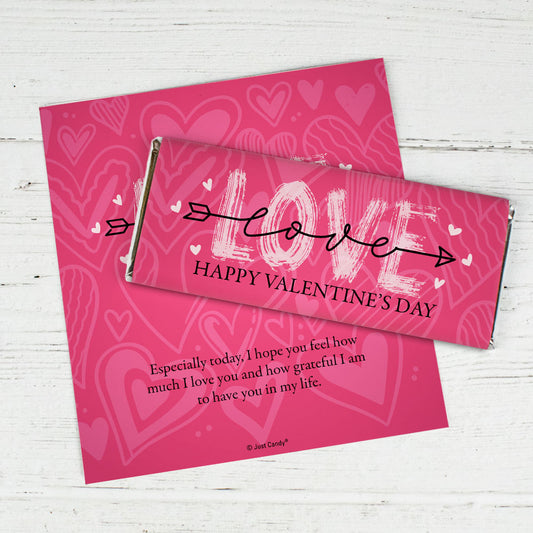 Personalized Valentine's Day Cupid's Love Arrow Chocolate Bar Wrapper Only