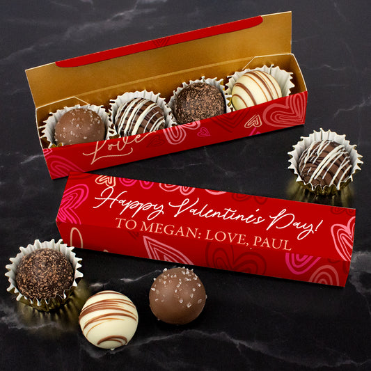 Personalized Truffle Box Valentine's Day Favors Hearts - 4 pcs