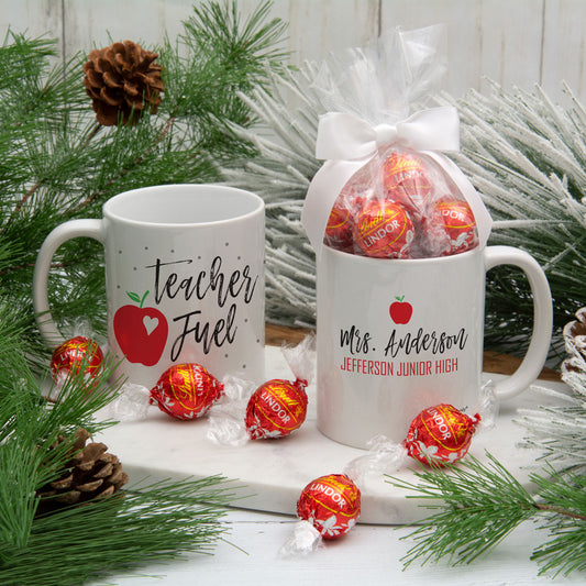 Personalized Teacher Fuel 11oz Mug with Lindt Truffles