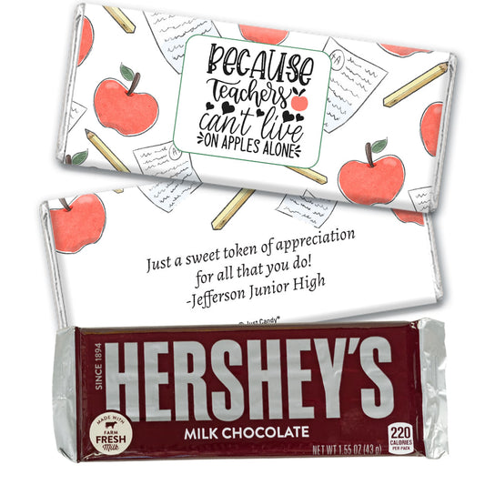 Personalized Teacher Appreciation Teacher's on Apples Chocolate Bar and Wrapper