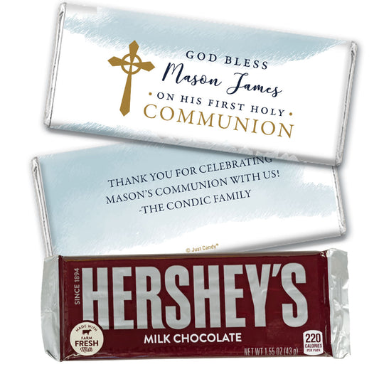 Personalized Communion God Bless Watercolor Chocolate Bar & Wrapper