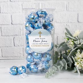 Personalized Communion Lindor Truffles Canister Gift - Watercolor God Bless