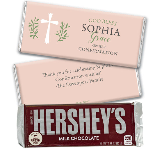 Personalized Confirmation God Bless Pink Chocolate Bar & Wrapper