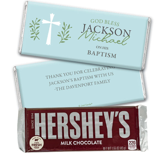 Personalized Baptism God Bless Blue Chocolate Bar & Wrapper