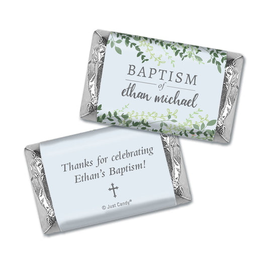 Personalized Green Leaves Baptism Hershey's Miniatures