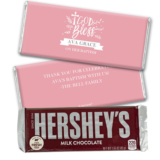 Personalized Baptism God Bless Floral Chocolate Bar & Wrapper