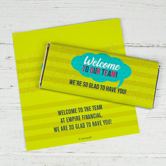 Personalized Welcome to the Team It's Crunch Time Chocolate Bar Wrappers Only