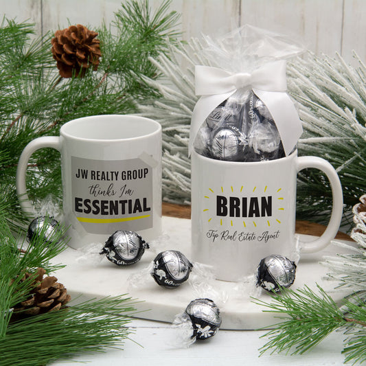 Personalized Company Thinks I'm Essential 11oz Mug with Lindt Truffles