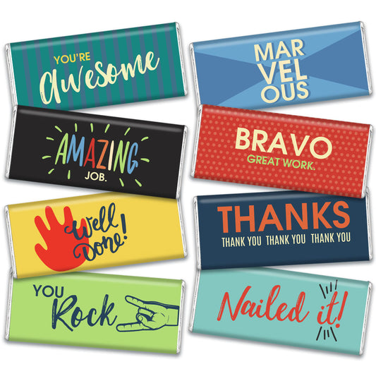 Personalized Thank You Words of Appreciation Belgian Chocolate Bars Gift Box (8 Pack)