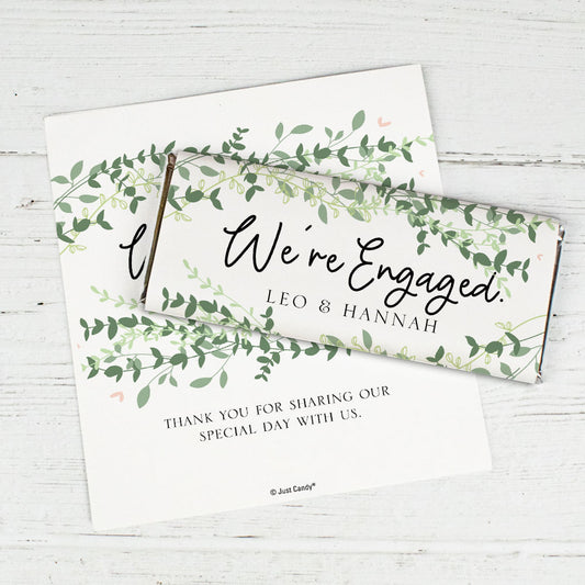 Personalized We're Engaged Wedding Chocolate Bar Wrappers