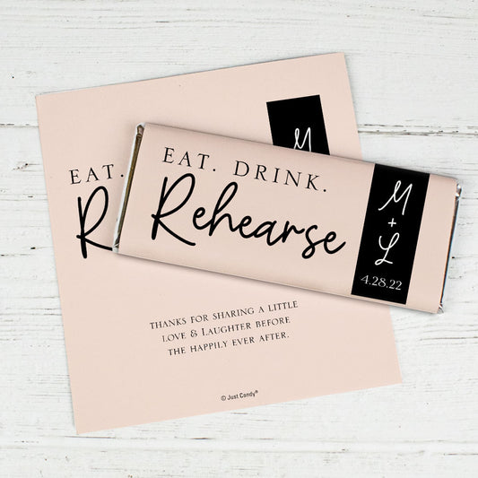 Personalized Eat-Drink-Rehearse Wedding Chocolate Bar Wrappers