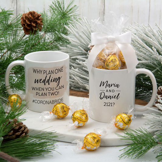 Personalized Why Plan One Wedding 11oz Mug with Lindt Truffles