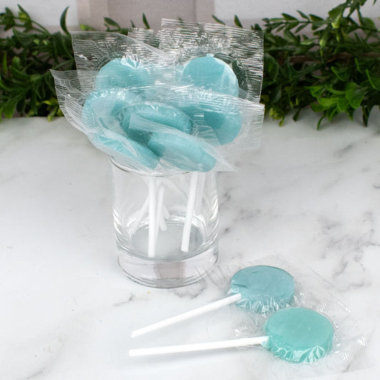 Just Candy Light Blue Flat Lollipops