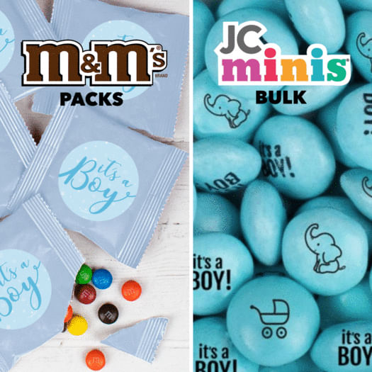 Baby Boy Candy M&Ms Milk Chocolate OR JC Minis Milk Chocolate Gems